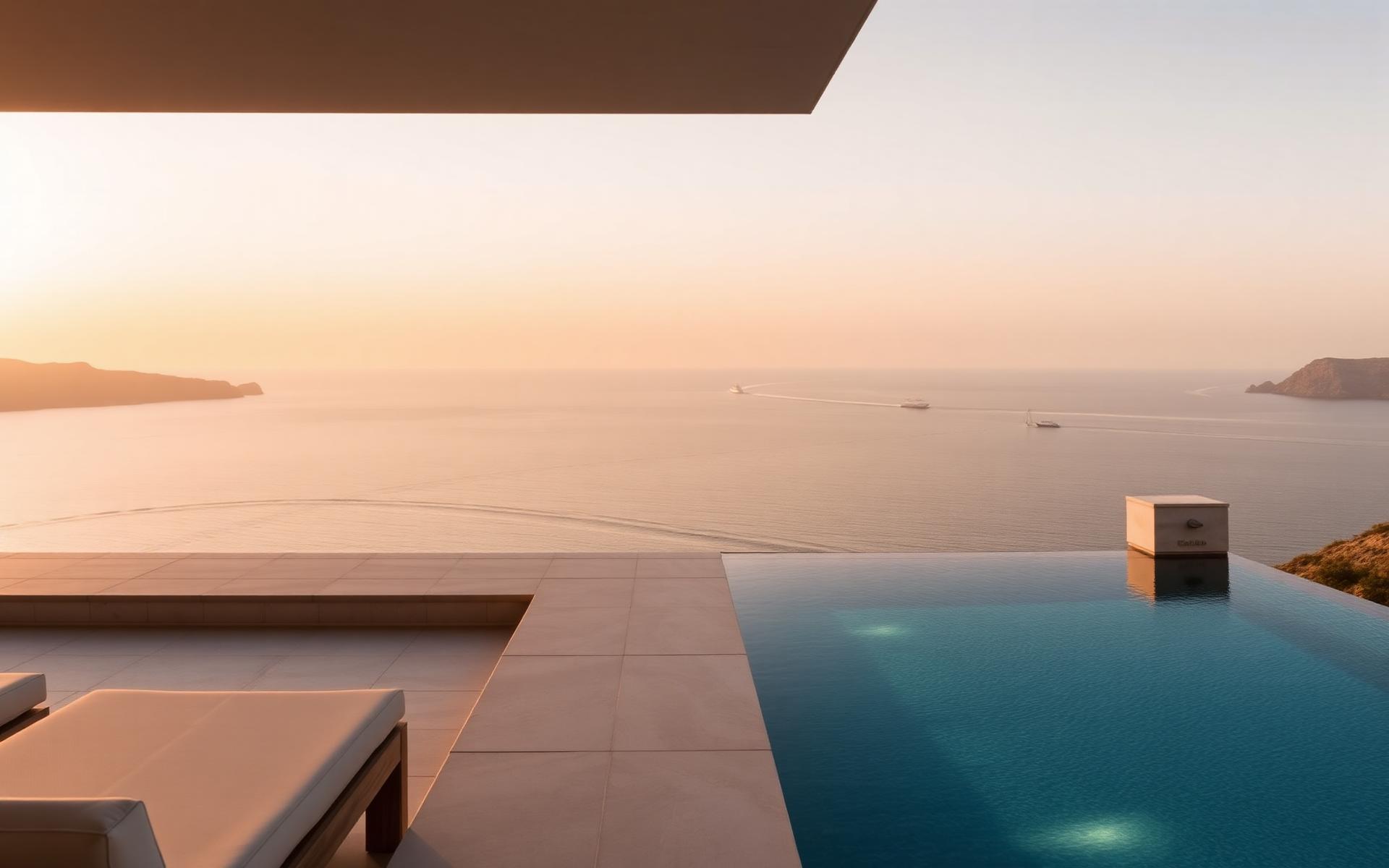 A private cliffside villa at golden hour